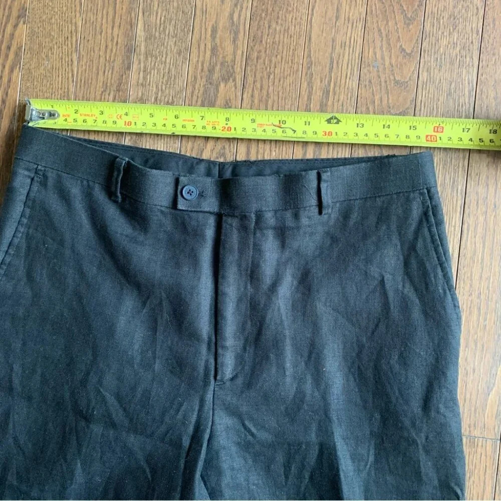 Koan Black 100% Linen High Rise Work Pants Size 50 or 31" waist - Picture 5 of 11